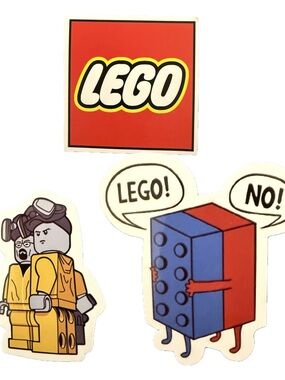 LEGO Sticker Lot Logo Brick Meme Minifigure Parody Decals Set of 3
